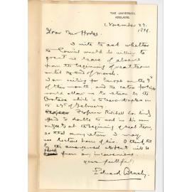 Professor Edward von Blomberg Bensley - The University - Fortnights leave of absence in March 1897
