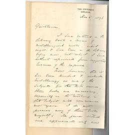 Professor Edward Henry Rennie - Re ordering books for Library