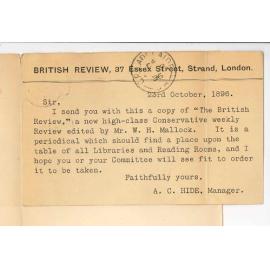 A C Hide - Sending copy of The British Review