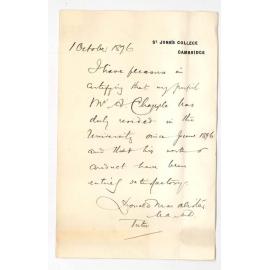 T Fred Wicksteed - Office of the Agent General for South Australia- London - Report concerning Lawrence Birks and Alfred Chapple Engineering Scholars