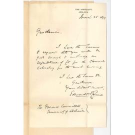 Professor Edward Henry Rennie - University - Asking for grant of £5 for Laboratory
