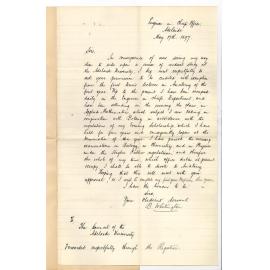 Bertram Whitington - Engineer in Chiefs Office Adelaide - Wishes to enter upon Medical Course and asks to be exempted from First Terms Lectures in Anatomy