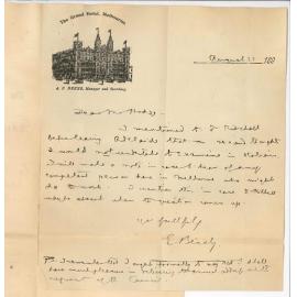 Professor Edward von Blomberg Bensley - Grand Hotel Melbourne - Cannot undertake to Examine in Italian - will deliver Annual Address