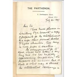A C Beckley - The Parthenon - London - Arranging Editor - Request for articles re Contribution Concerning the University