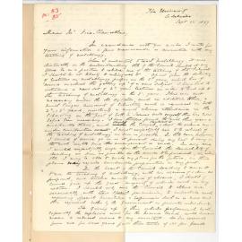 Professor Edward Henry Rennie to the Vice Chancellor - Concerning his appointment as Lecturer on Metallurgy - Leave of absence - Expenses incurred in visiting Europe