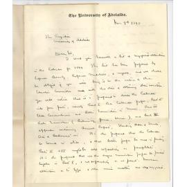 Professor John William Salmond - University - Alterations in Calendar for 1899