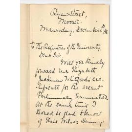 Miss K M Carlile - Moonta - Request for Preliminary Exam Certificate