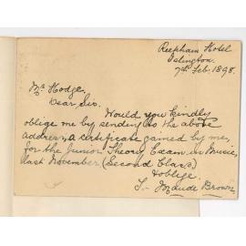 T Maude Brown - Islington - Request for Junior Theory Certificate