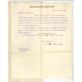 Fred K Chapple BA BSc - University - Undergraduate Scholarship