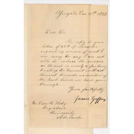 James Gaffney - Yongala - Re Arrears in Rent