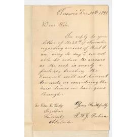 F W J Rubien - Terowie - Arrears in Rent