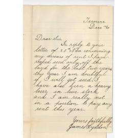 James Lyddon - Terowie - Concerning arrears in Rent