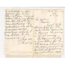 Percy Magarey - Adelaide - Re failure in Higher Public Examination