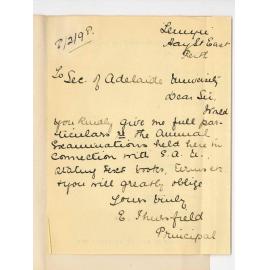 Miss E Thursfield - Lewyn - Perth - Particulars of Examinations held in Perth