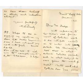 Professor Edward von Blomberg Bensley - Mount Lofty - Concerning report on Colville progress