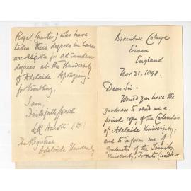 Dr L R Arnott - Essex England - Calendar - If Graduates of Trinity University Toronto are eligible for admission ad eundem