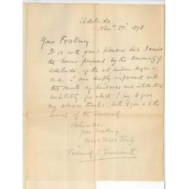 Frederick John Jervis Smith - Adelaide - Accepting admission ad eundem to Degree of MA