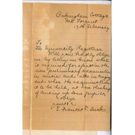 Miss E Frances S Tuck - Mount Torrens - Particulars re Primary Exam in Music