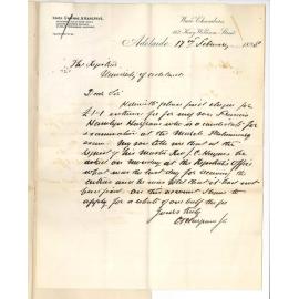 C T Hargrave - Adelaide - Application for refund of Preliminary late entry fee for Francis Hamlyn Hargrave