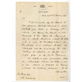 Stanley Dobbs - Acting Secretary - Adelaide Hospital - Further conferences between Hospital and University Explanation of statement made by Chairman of Hospital Board concerning Dr Hamilton