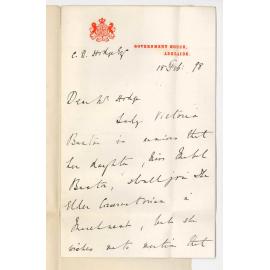 Edward William Wallington - Private Secretary - Government House - Concerning Conservatorium Registrars affecting Miss Mabel Frances Evelyn Buxton entrance as a Student