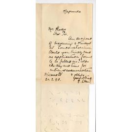 E Daw - Kapunda - Request concerning Entrance form and when time for Examination etc