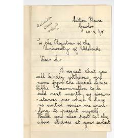 R C H Dawes - Gawler - Withdrawing from Senior Request for fee to be placed to credit