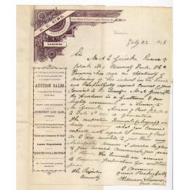 William Summers - H C Sims - Terowie - Request to transfer Leases of Block 1 from L Gericke to A Gurr and concerning arrears of rent