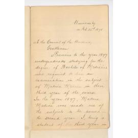 William Allen Hunter - Wishes to know if he will be required to take Materica Medica etc