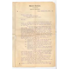 Cyril Jackson - Perth - Concerning the holding of Exams in Perth for the Government Exhibitions in connection with the Education Department