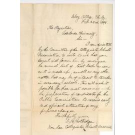 David Henry Hollidge - Way College - Unley - Asking Council to supply Collegiate Schools Association with annual list of Textbooks