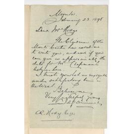 Dr J H G Drummond - Moonta - Asking for approximate date of Mr Chapmans Lectures at Moonta