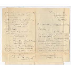 George Alfred Hancock - Healesville - Victoria - Stating intention to enter as Medical Student and asking particulars etc