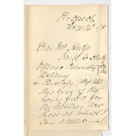 Mary Emma Patchell - Prospect - Stating wish to study Organic Chemistry and Botany - asking hours when Classes held