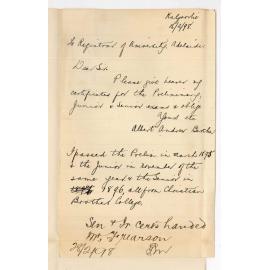 Albert Andrew Bircher - Kalgoorlie - Request for Certificates Junior and Senior Public