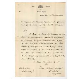 Stanley Dobbs - Acting Secretary - Adelaide Hospital - Report of the Hospital Sub Committee to the Board of Management