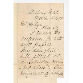 Mrs Isabel M Melrose - Stirling West - Information concerning Conservatorium