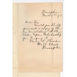 Miss F Thomson - Semaphore - Information concerning open scholarship for Singing