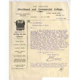 J H Lyons - Adelaide - Application Teacher of Elocution