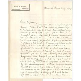 Ernest E Mitchell - Woodville - Application for position as teacher of pianoforte in the Conservatorium