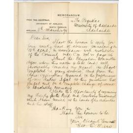 George E Miers - The University - Application for leave of absence