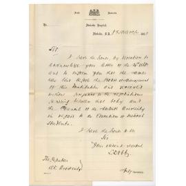 Stanley Dobbs - The Acting Secretary - Adelaide Hospital - Letter of 21st received without prejudice to negotiations etc etc