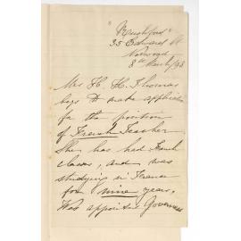 Mrs H H Thomas - Norwood - Teacher of French in the Conservatorium