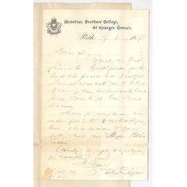 Reverend W G Culligan - Perth - Asking for Certificates and about Higher Public Exam