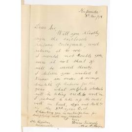 Alexander Livingstone Nairn - Kapunda - Subjects taken up in 2nd Year BA Course for 1898