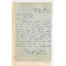 Miss F Kidman - If Primary Theory Exam to be held at Broken Hill