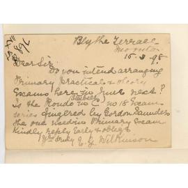 Miss E G Wilkinson - Moonta - Concerning Primary Exam at Moonta and Schedule of pieces