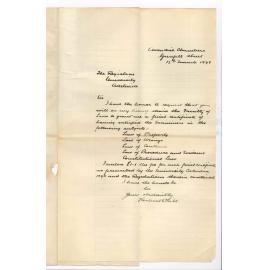 Herbert E Hill - Adelaide - Application for Final Certificate LLB Course