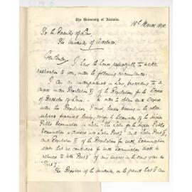 Henry N Barwell - Adelaide - Request to be allowed to sit for Exam in Latin Part 1 and Part 2 under Regulation 11 LLB degree