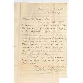 E Harold Davies - Adelaide - Concerning Application as Extra Teacher